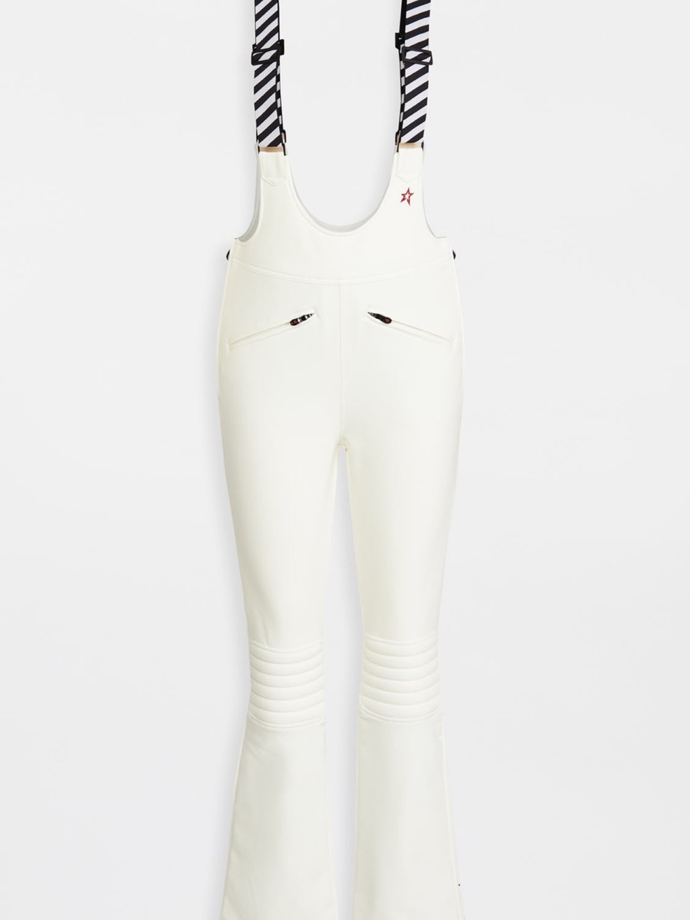 Perfect Moment Cream Flared Ski Overalls with Striped Suspenders